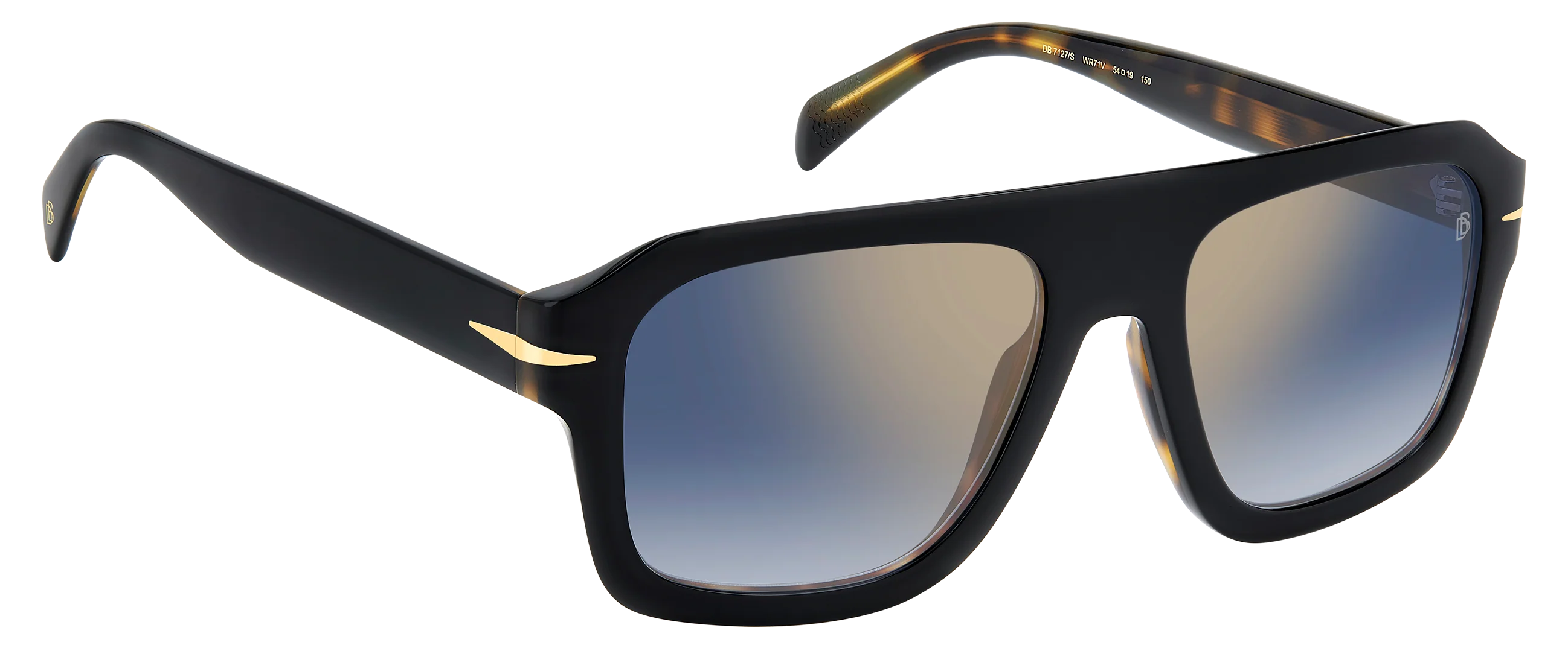 DB 7127/S - Black Havana - Blue Shaded Gold Mirror - Image 3